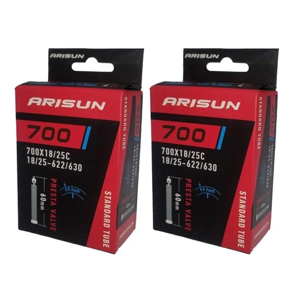 Câmara de Ar Speed 700X18/25 Arisun Válvula Presta 60mm - Par