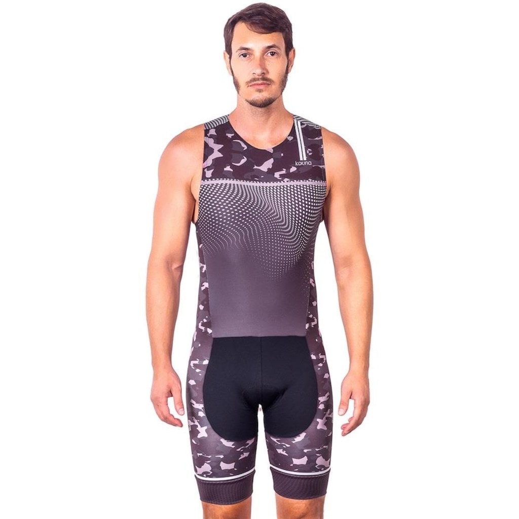 Macaquinho Kauna sem Mangas Triathlon Elite Camuflado Proteção UV50+ - Masculino
