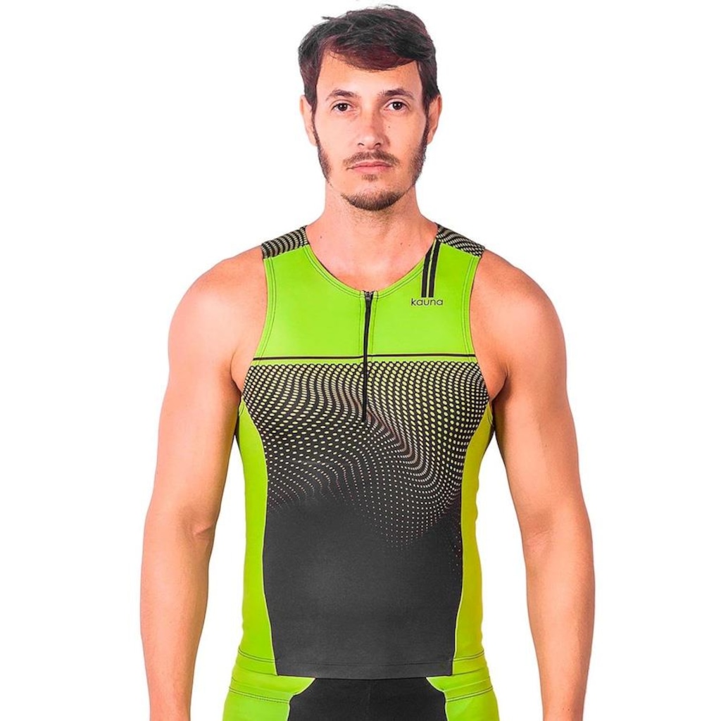 Camisa Kauna sem Mangas Triathlon Elite Fluor Power Proteção UV50+ - Masculina