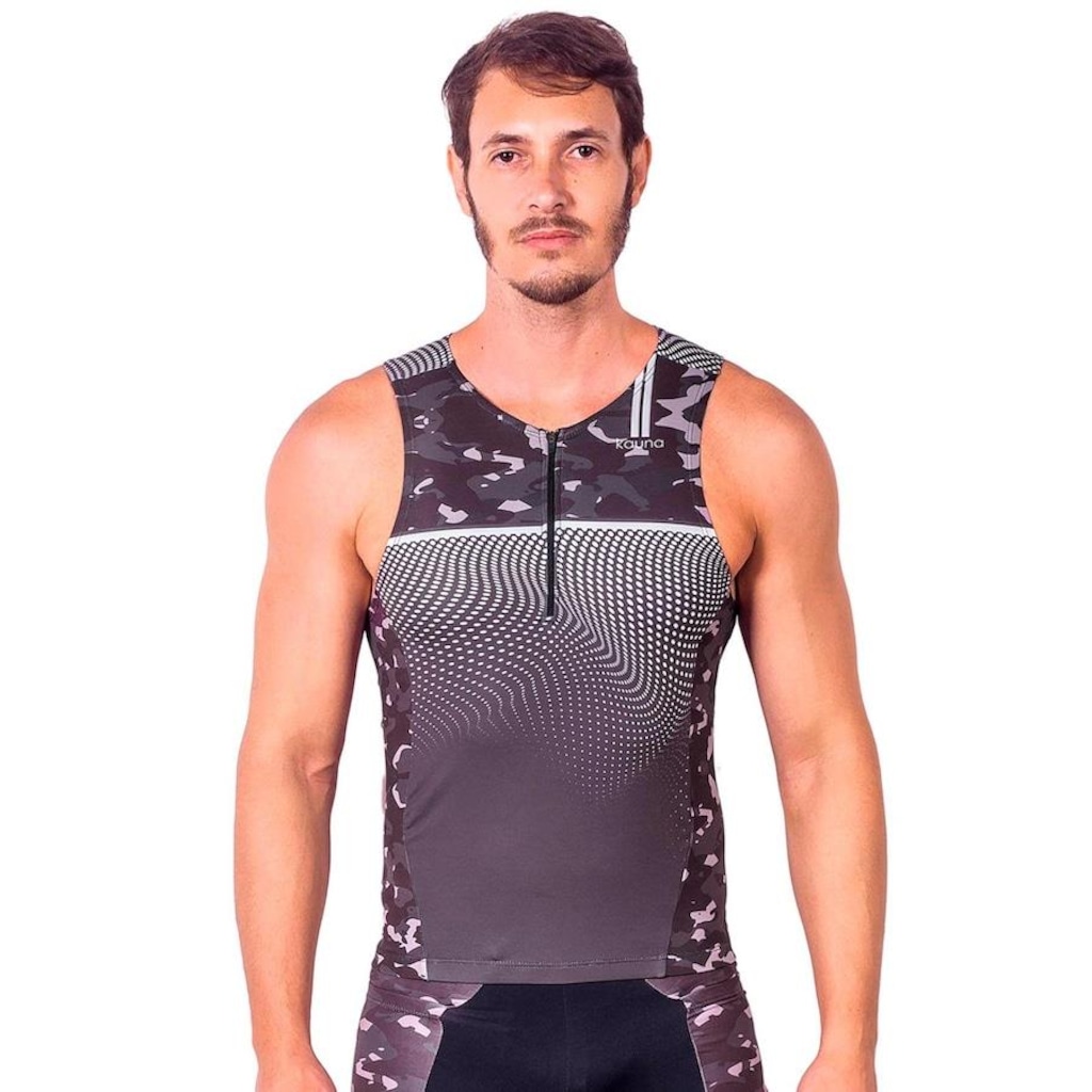 Camisa Kauna sem Mangas Triathlon Elite Camuflado Proteção UV50+ - Masculina