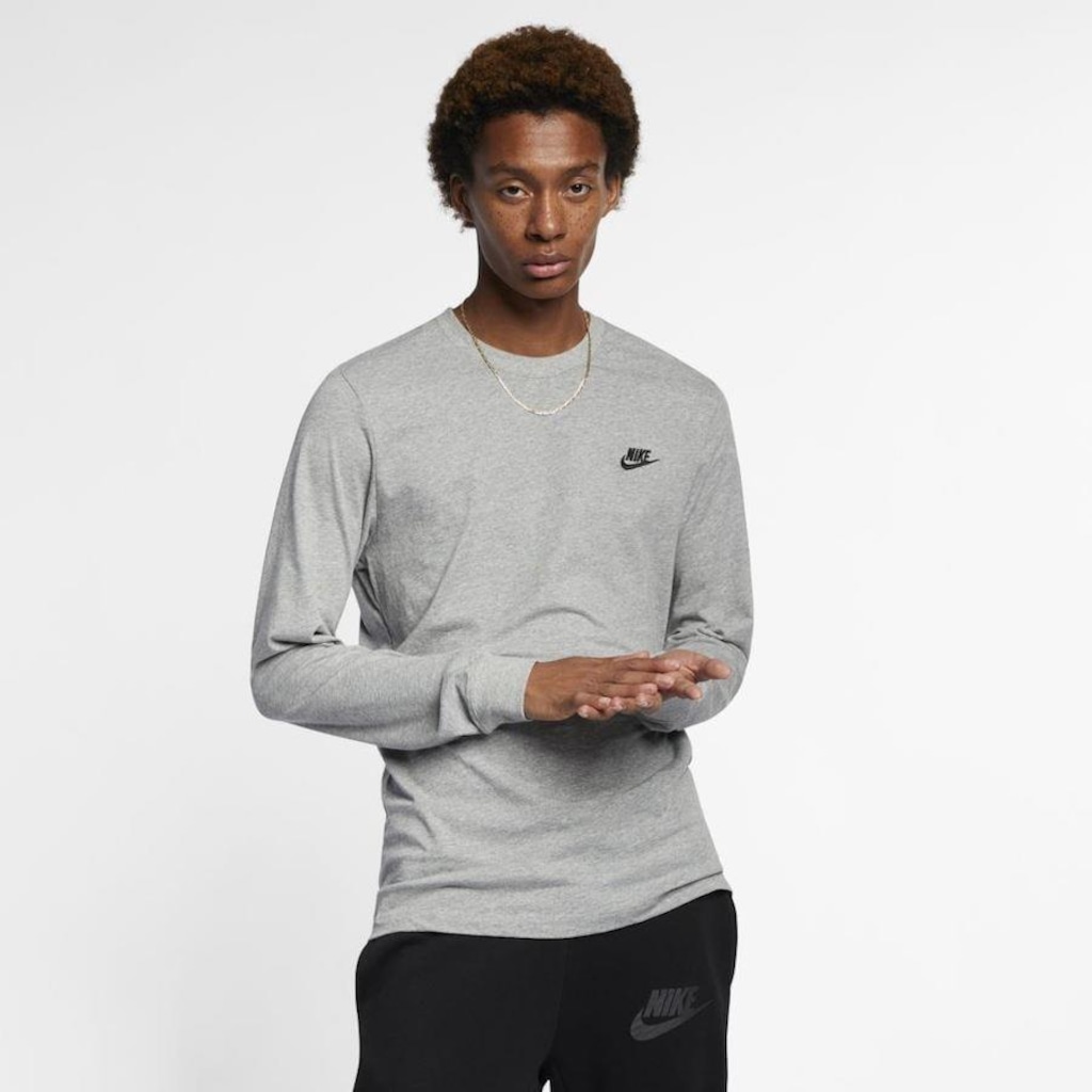 Camiseta Manga Longa Nike Sportswear Club - Masculina - Foto 1