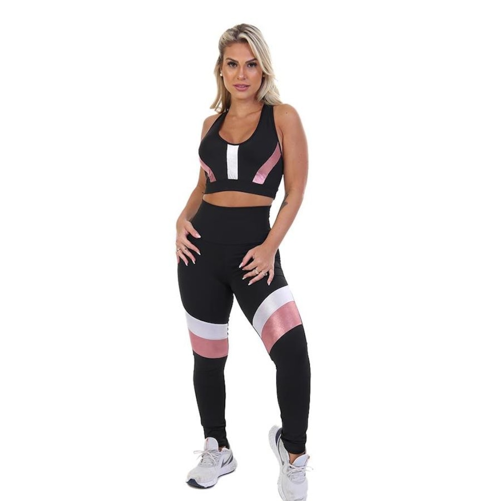 Conjunto Academia Legging Top Frimodas Nadador Suplex Fitness - Feminino