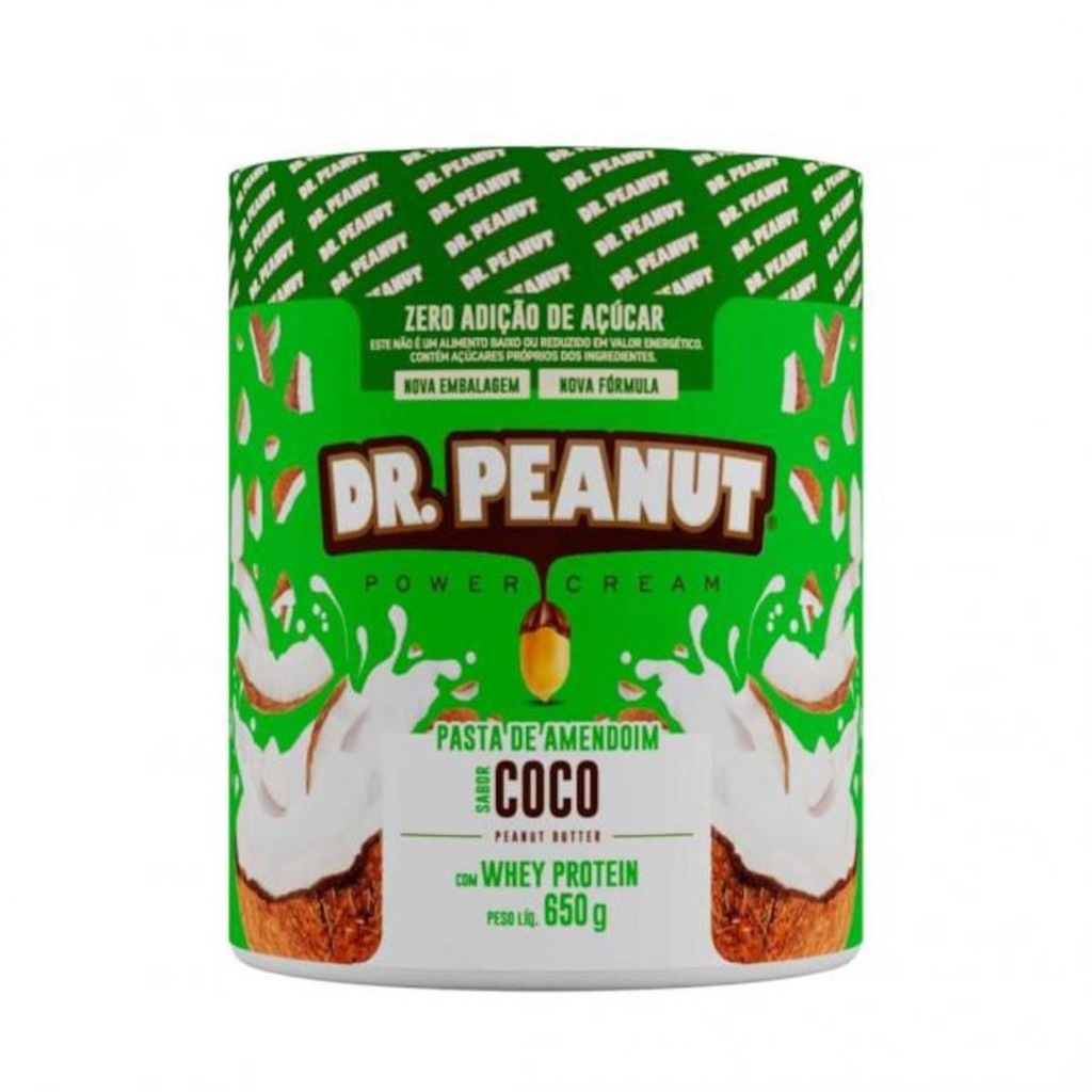 Pasta de Amendoim com Whey Protein Dr. Peanut Power Cream - Sabor Coco - 650g - Foto 1