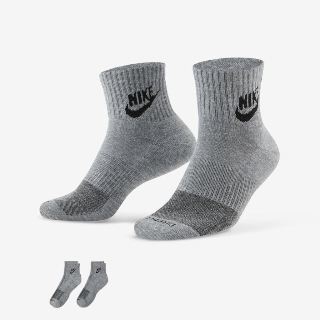 Kit de Meias Cano Curto Nike Everyday Plus Cushioned - Masculina - 2 Pares - Foto 1
