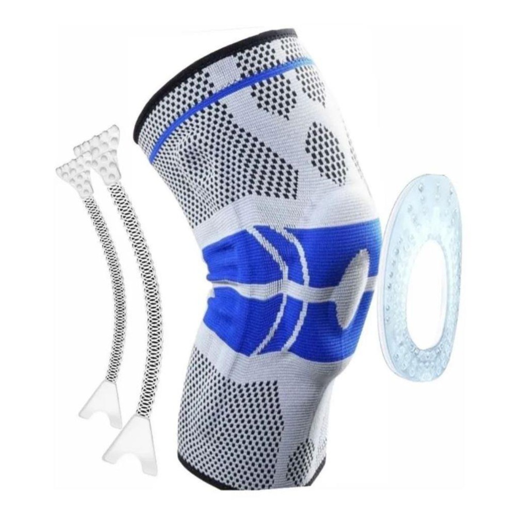 Joelheira de Compressão Spandex 3D com Anel de Silicone e Duas Espiral Flexíveis de Aço - Foto 1