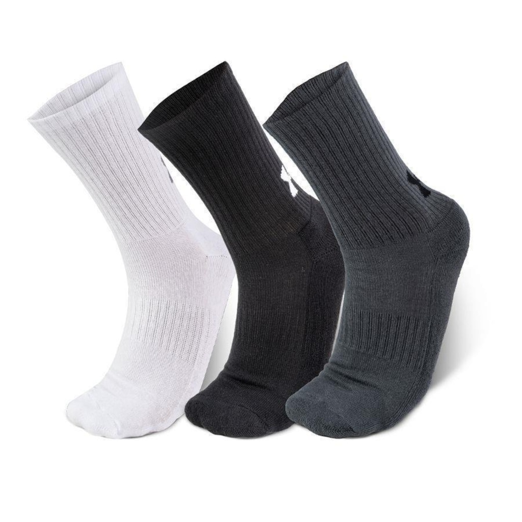 Imagem 1 do produto Kit de Meias Under Armour Cano Alto Core Cotton Crew Adulto - 3 Pares - 40 a 45
