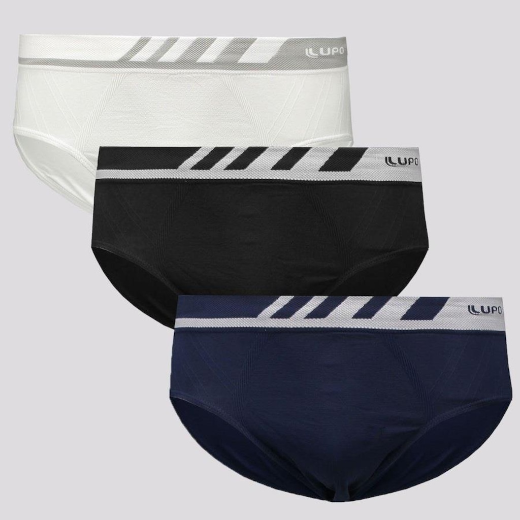 Kit de Cuecas Slip Lupo Microfibra Sem Costuracom 3 Unidades - Adulto