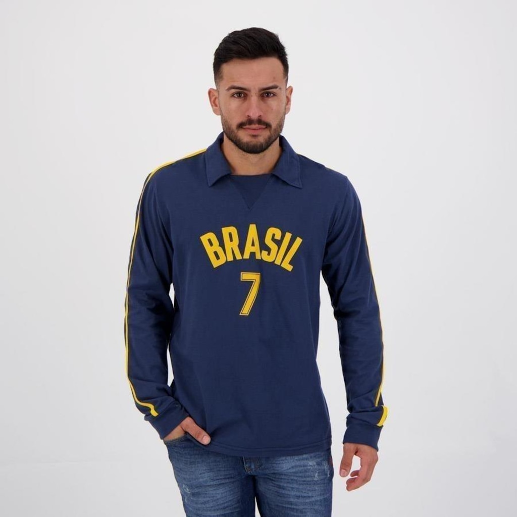 Camisa Manga Longa do Brasil Vôlei Retrô Nº7 - Masculina - Foto 1