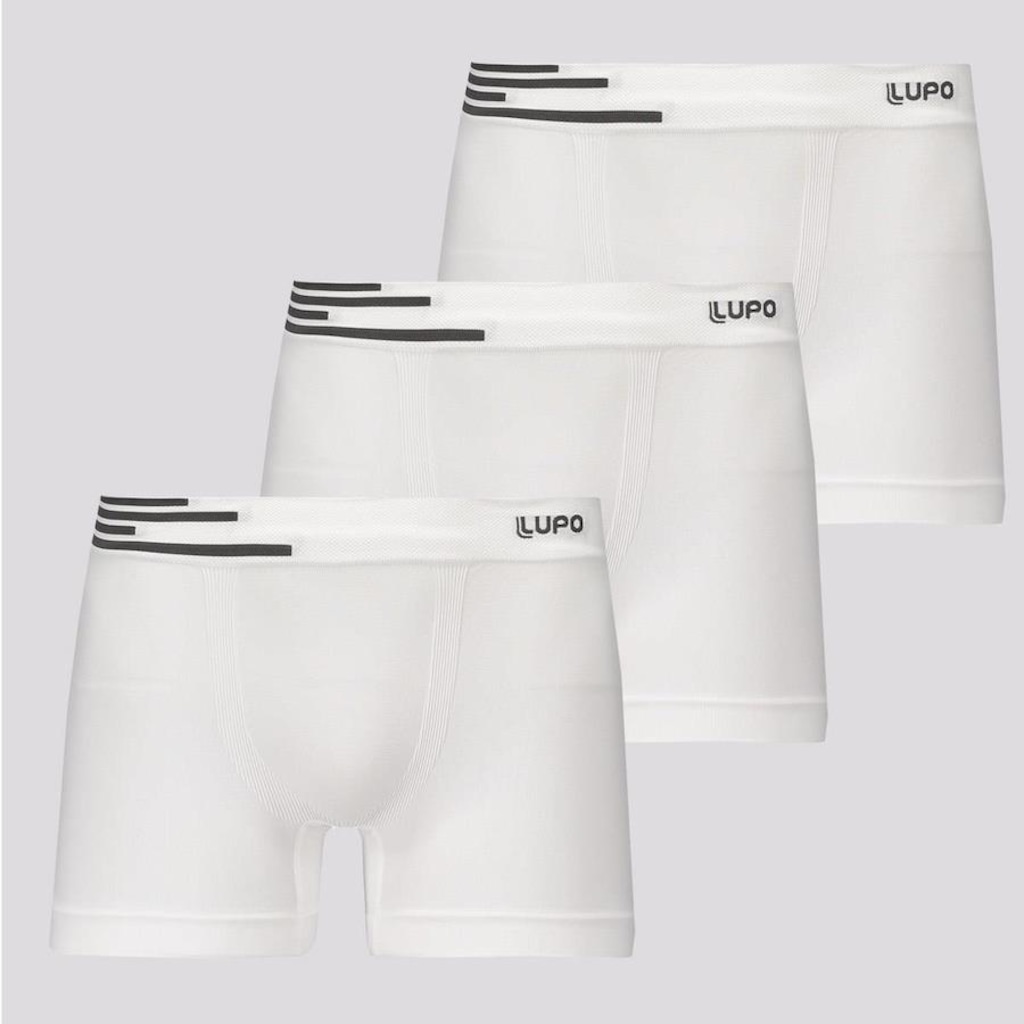 Kit de Cuecas Boxer Lupo Fiber com 3 Unidades - Adulto