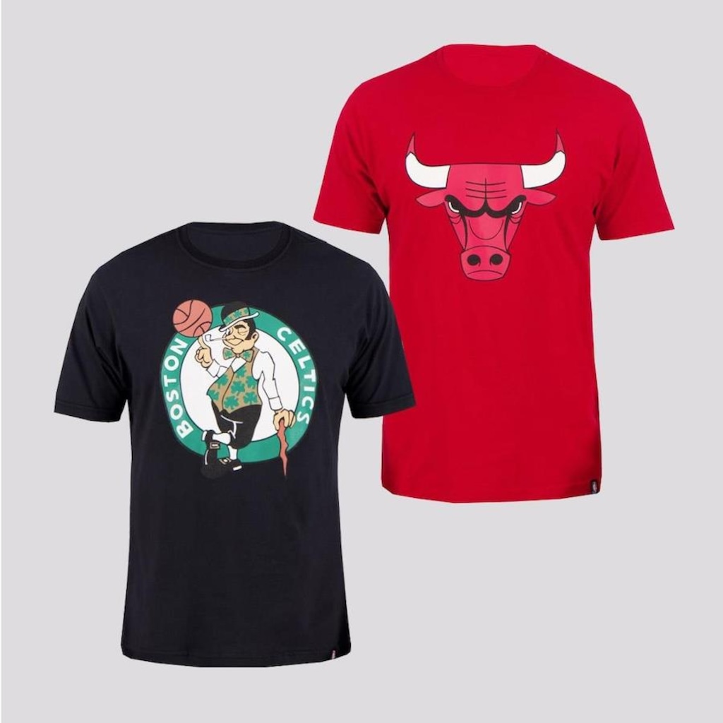 Kit de Camisetas NBA Celtics e Bulls com 2 unidades - Masculino