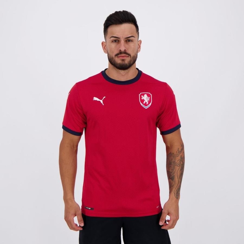 Camisa Puma República Tcheca Home 2020 - Masculina - Foto 1