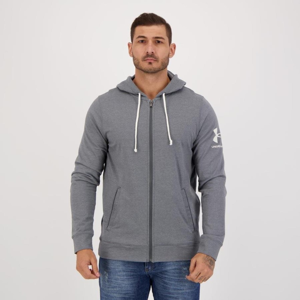 Blusão Under Armour Masculino com Capuz  Rival Terry FZ - Foto 1