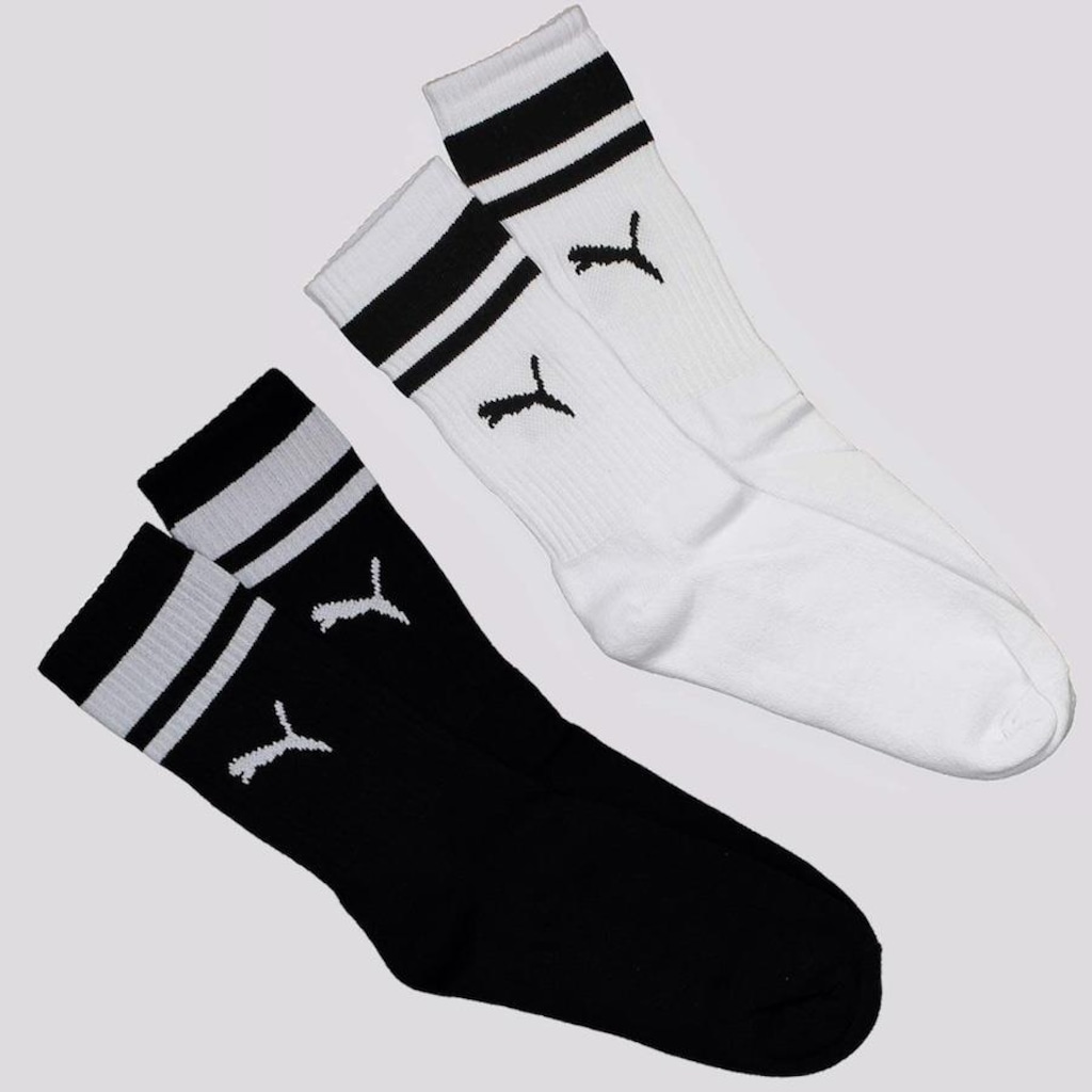 Kit de Meia Cano Longo Puma Heritage - 2 Pares - Feminina