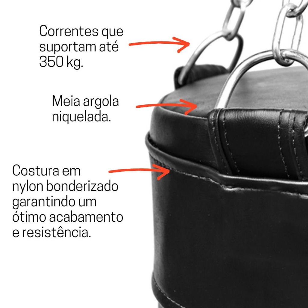 Imagem 2 do produto Saco Boxe Gorilla 70cm Engate no Fundo para Fixar Base de Apoio no Chão - Saco de Pancada