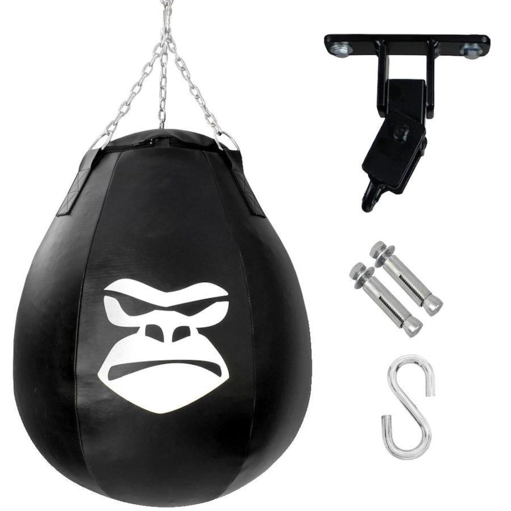 Kit Boxe Gorilla - Saco de Pancada Gota +  Gancho de Teto - Saco Boxe Tipo Pera + Suporte de Teto