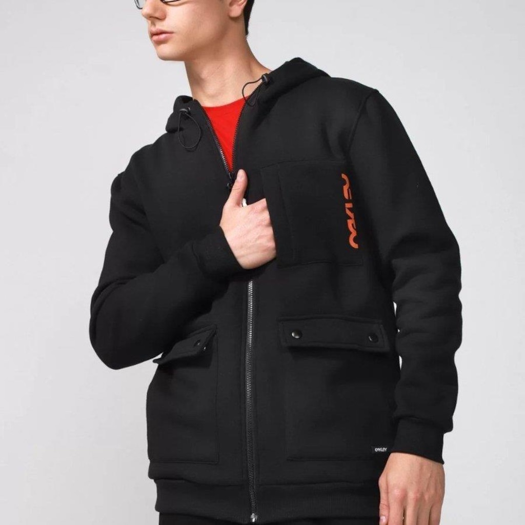 Blusão de Moletom Oakley De Zíper Wild Future Pockets - Masculino - Foto 1