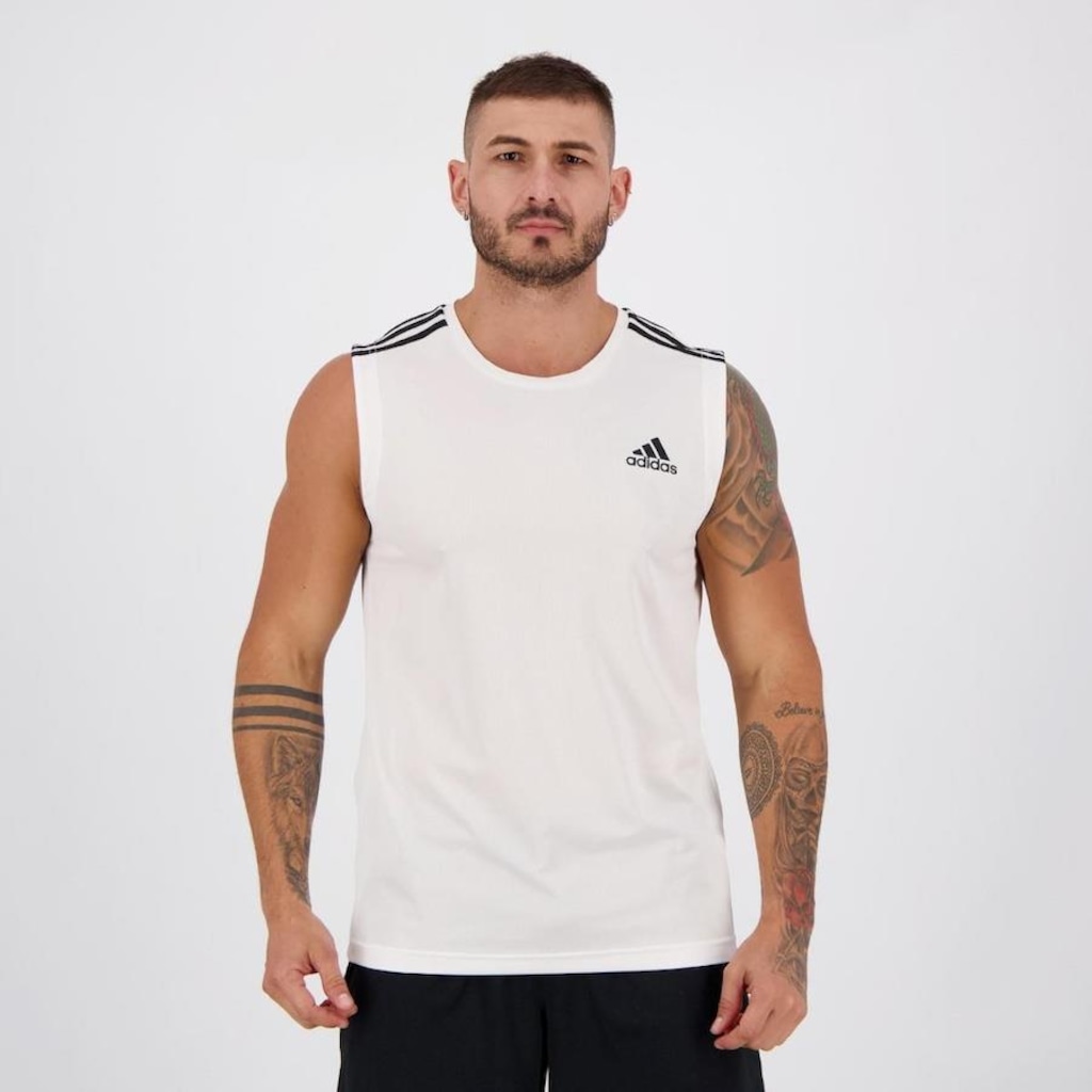 Camiseta Regata adidas D2M Stripes - Masculino - Foto 1