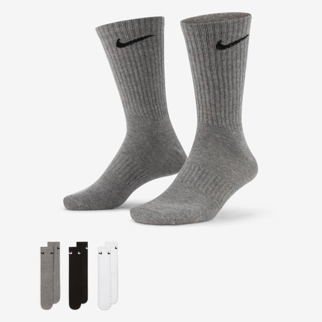Kit de Meias Cano Alto Nike Everyday Lightweight - Adulto - 3 Pares