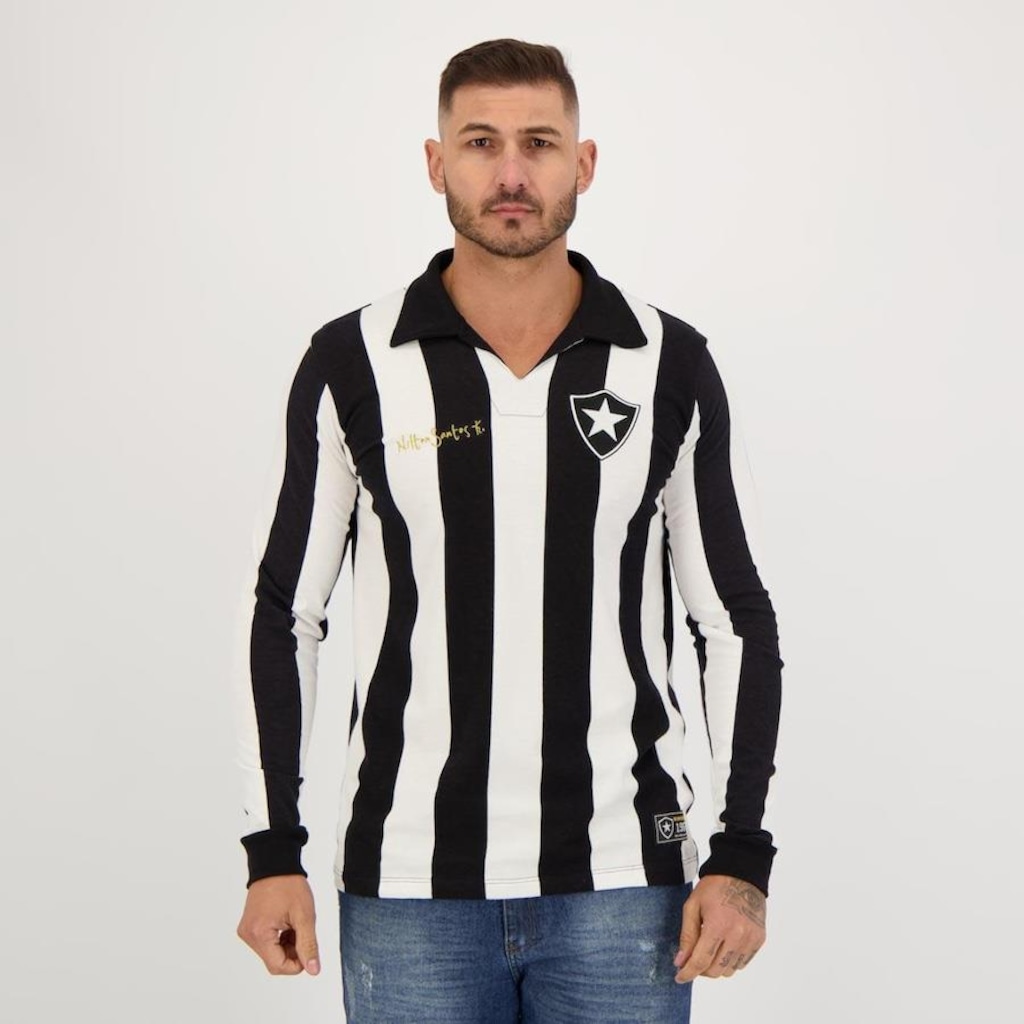 Camisa Manga Longa Botafogo Futfanatics Retrô Nilton Santos 1962 - Masculina