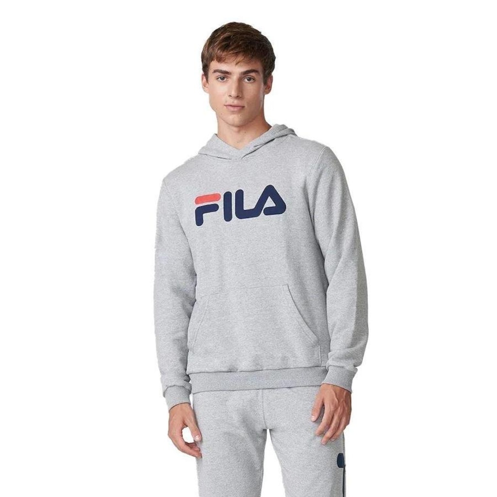 Blusão de Moletom com Capuz Canguru Fila Letter - Masculino