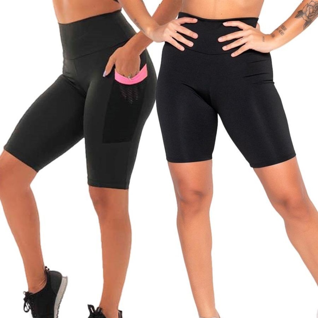 Kit Bermudas Frishop Suplex com Bolso - Feminina - 2 Unidades