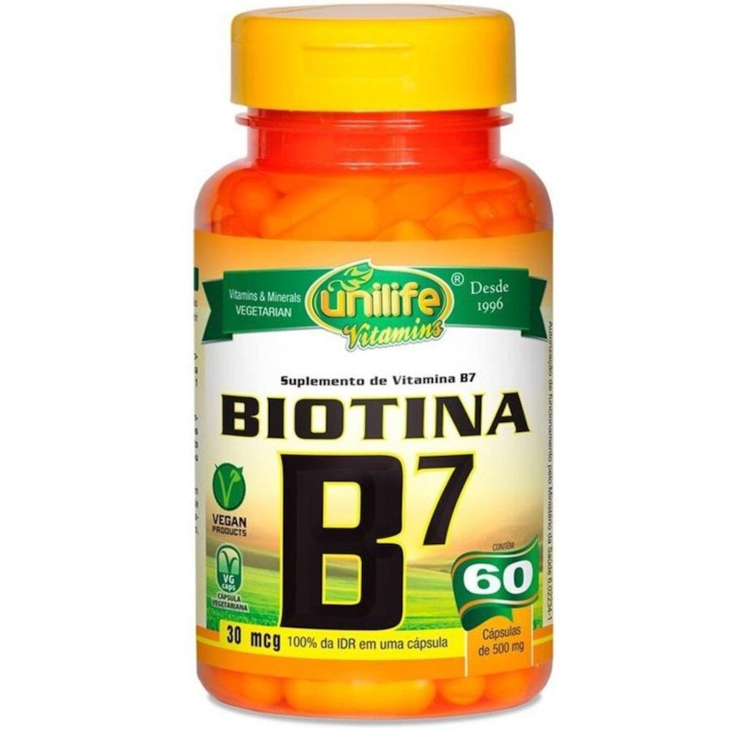 Vitamina B7 Biotina Unilife - 60 cápsulas - Foto 1