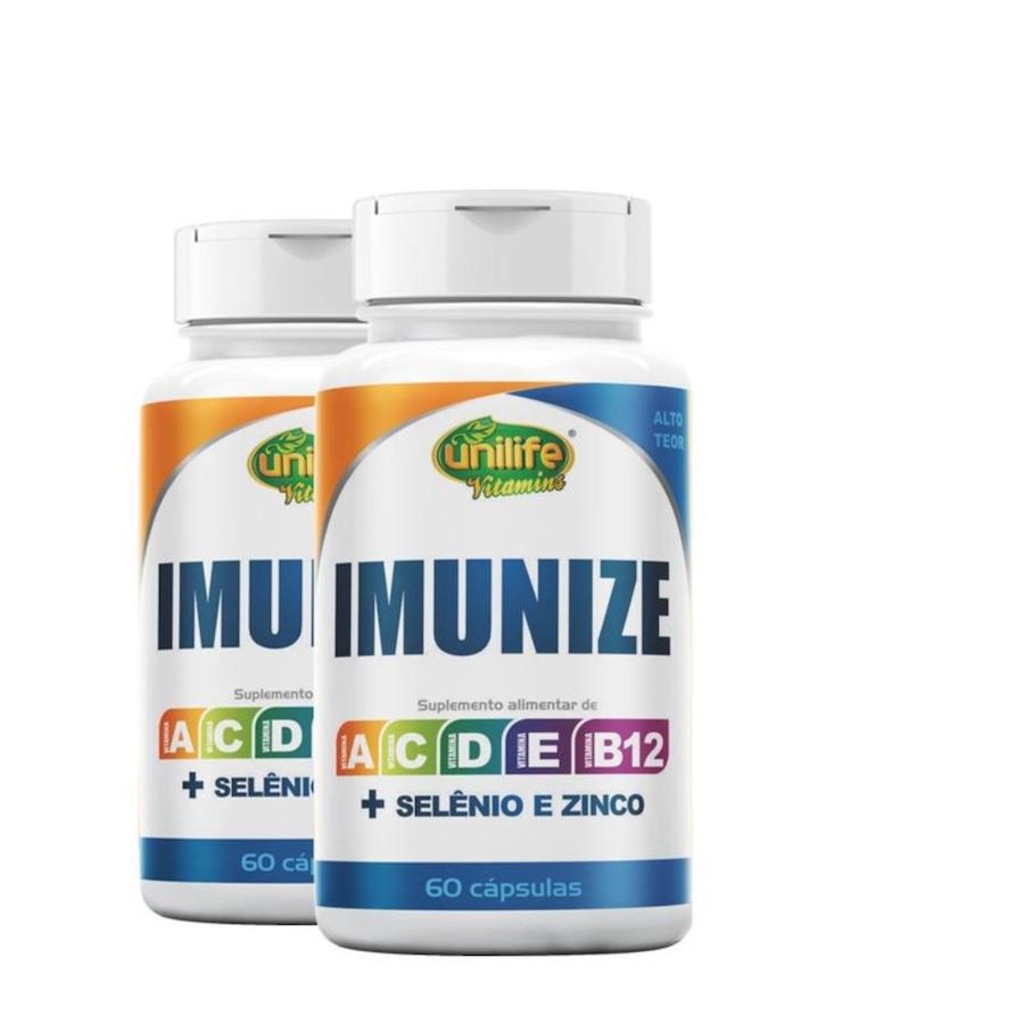 Kit de Imunize Vitaminas A, C, D, E, B12 + Selênio e zinco Unilife - 60 cápsulas - 2 unidades - Foto 1