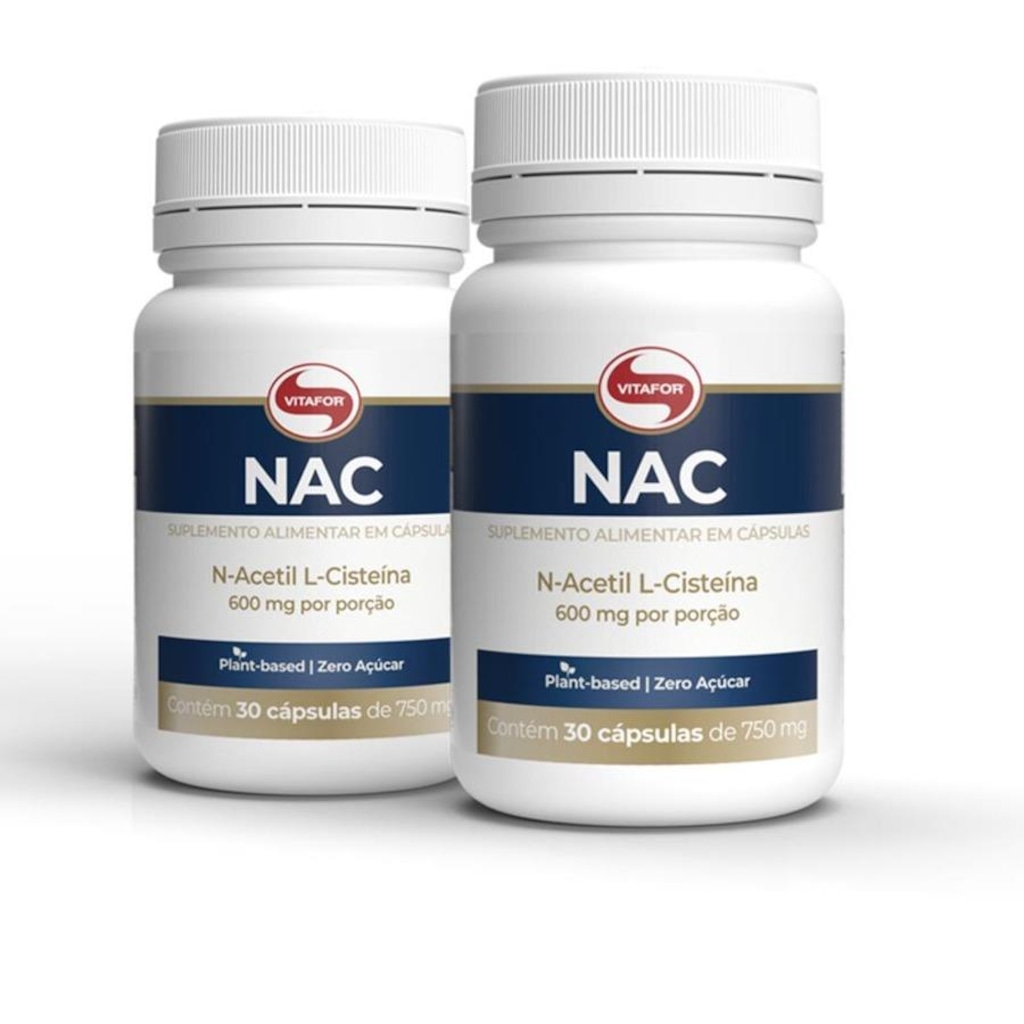 Kit NAC N-Acetil L-Cisteína Vitafor 600mg - 30 cápsulas - 2 unidades - Foto 1