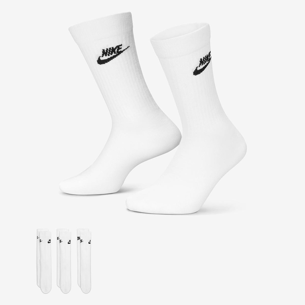 Kit de Meias Nike Everyday Essential Cano Alto Unissex