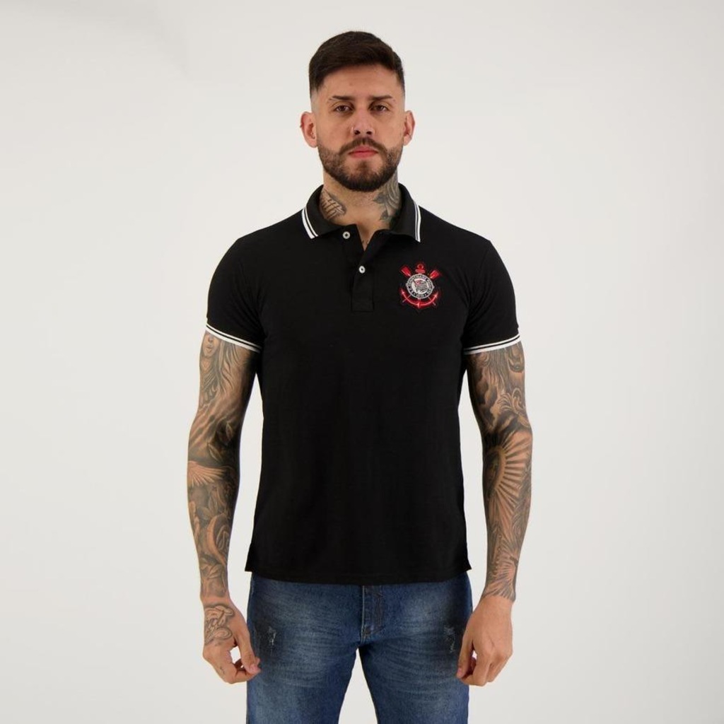 Camisa Polo Futfanatics Corinthians Stripe - Masculina - Foto 1