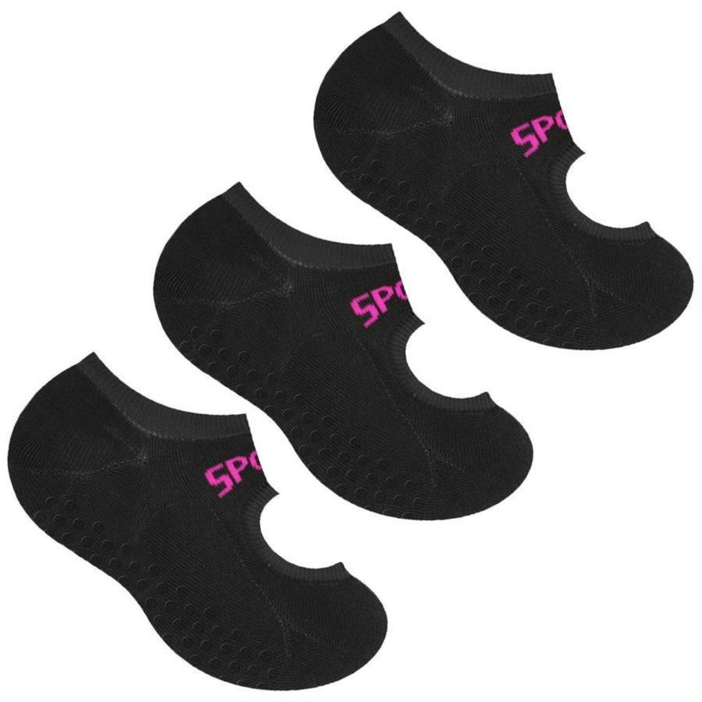 Kit de Meias Sapatilha Selene Antiderrapante - Feminina - 3 Pares - Foto 1