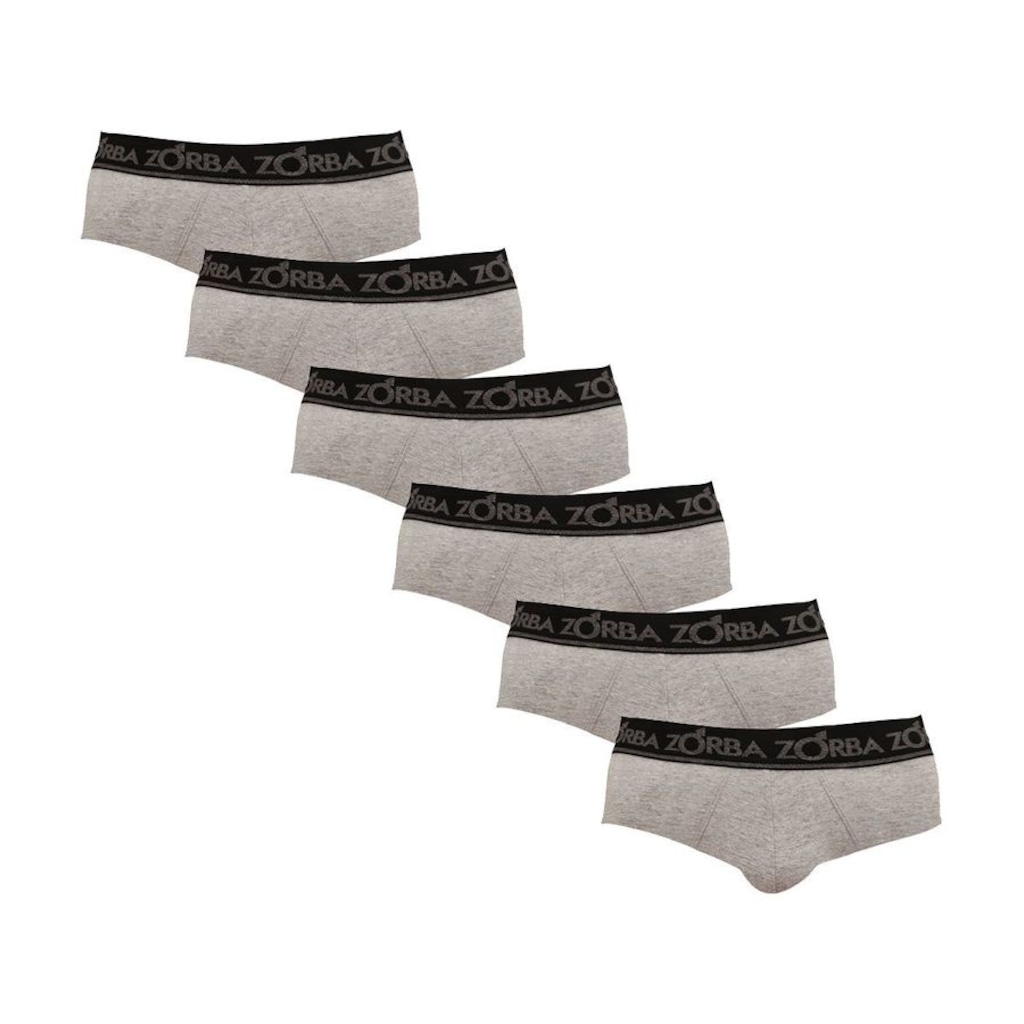 Kit de Cuecas Slip Zorba Comfort - Adulto - 6 unidades