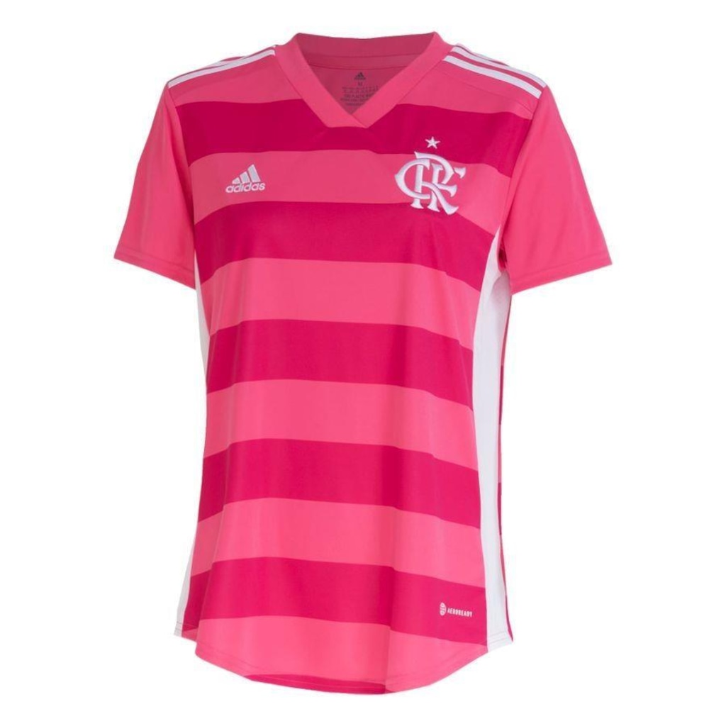 Camisa do Flamengo 22 adidas Outubro Rosa - Feminina - Foto 1