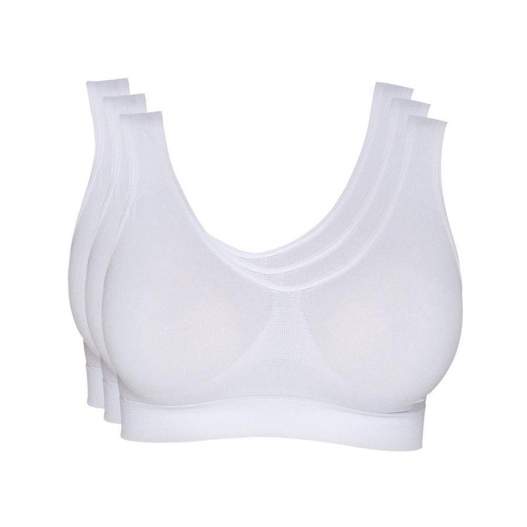 Top Fitness Hanes Alças Largas sem Costura 5762 - Feminino - 3 Unidades