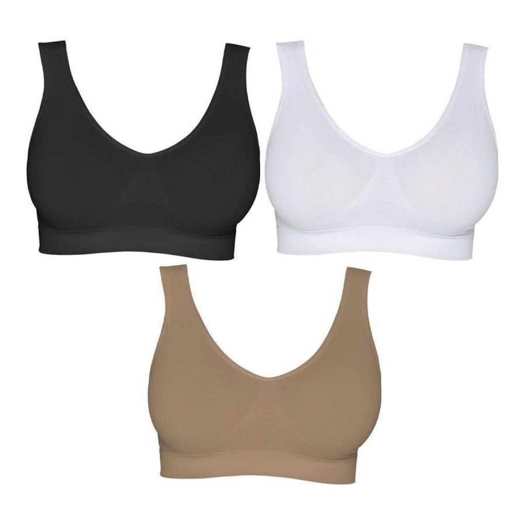 Imagem 2 do produto Top Fitness Hanes Alças Largas sem Costura 5762 - Feminino - 3 Unidades