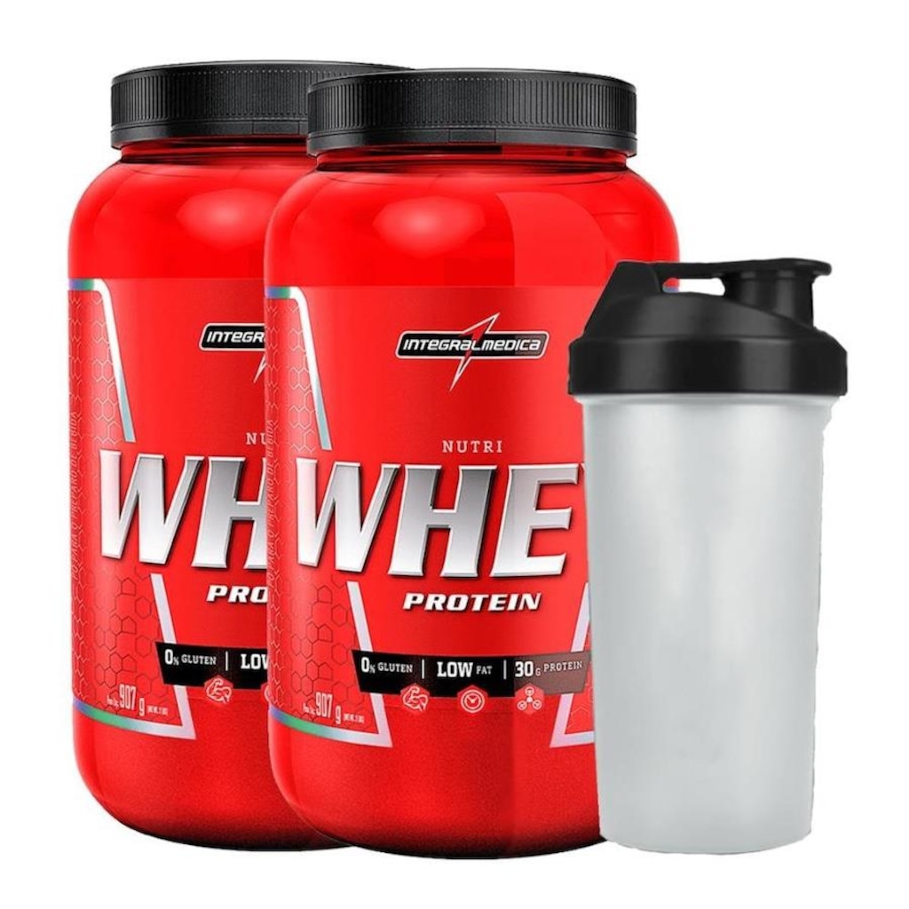 Kit Nutri Whey integralmédica - 907g - 2 Unds + Coqueteleira - 600ml - Foto 1