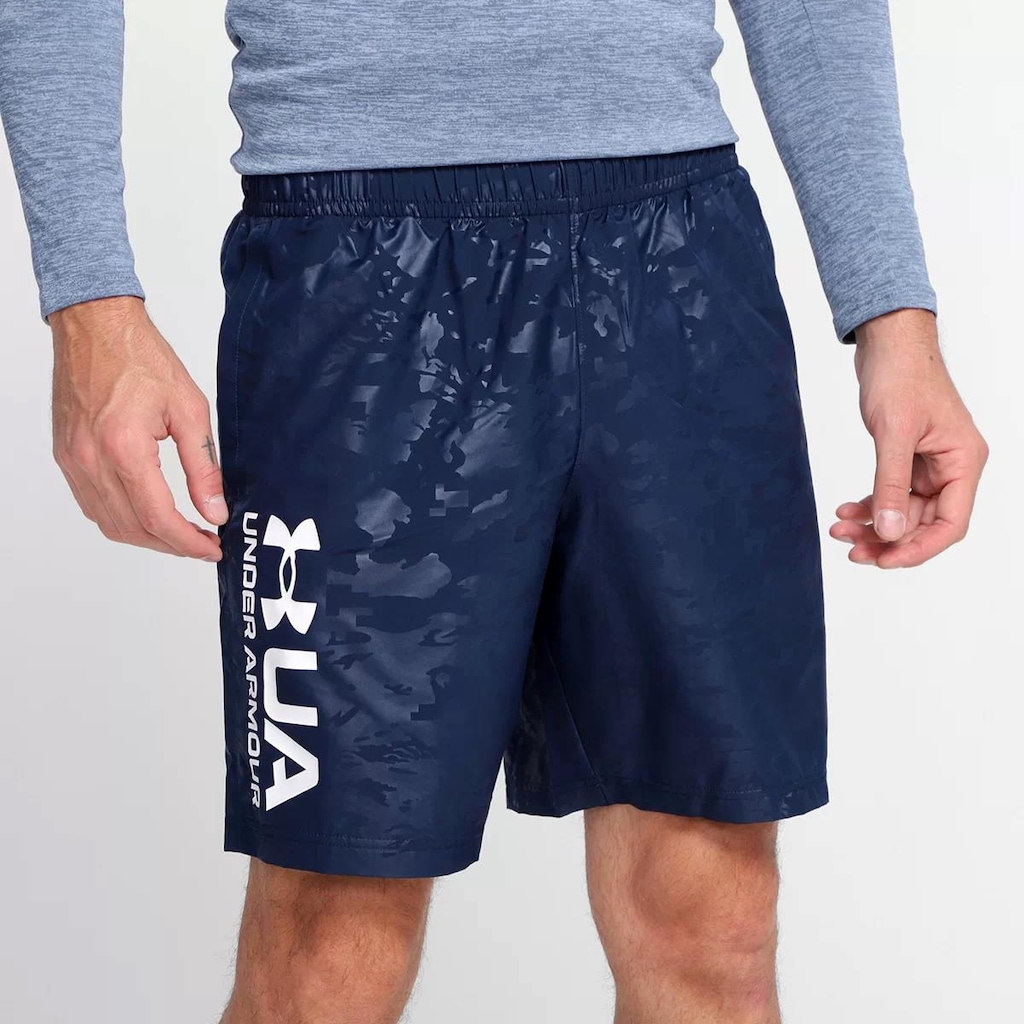 Short Under Armour Woven Emboss Masculino - Marinho e Branco