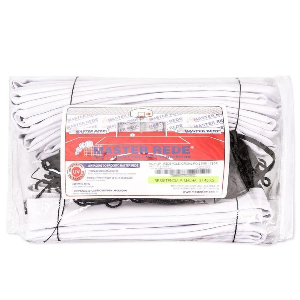Imagem 2 do produto Rede de Vôlei Oficial Master Redes VO-P-4P Fio 2,5MM 04 Faixas PVC
