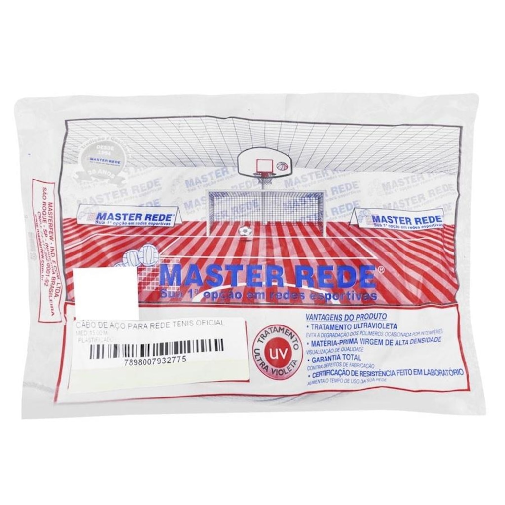 Imagem 2 do produto Cabo de Aço Plastificado para Rede de Tênis Oficial Master Rede