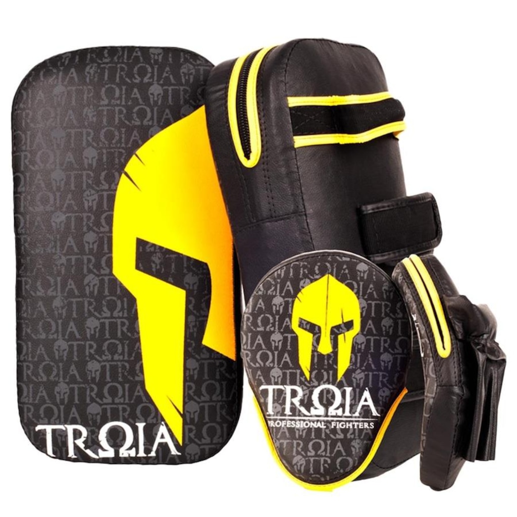 Kit de Luta Troia: Aparador de Chute + Manopla Foco Profight - Adulto
