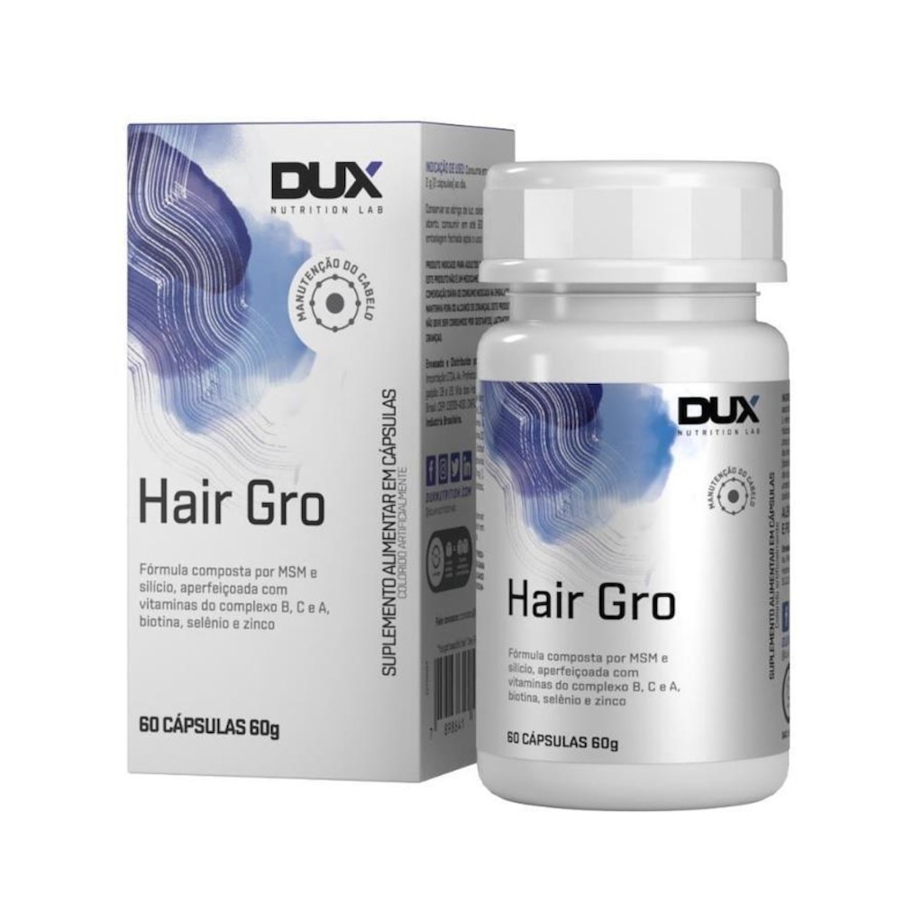 Multivitaminico Dux Nutrition Hair Gro Recuperação e Manutenção do Cabelo - 60 cápsulas - Foto 1