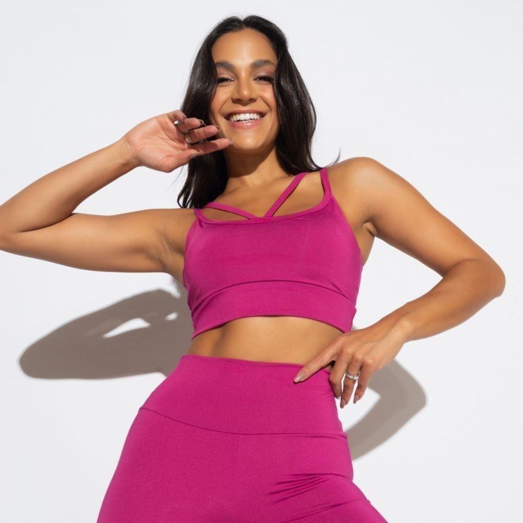 Top Fitness com Bojo Honey Be com Alcinhas Cruzadas TP1474 - Adulto - Foto 1