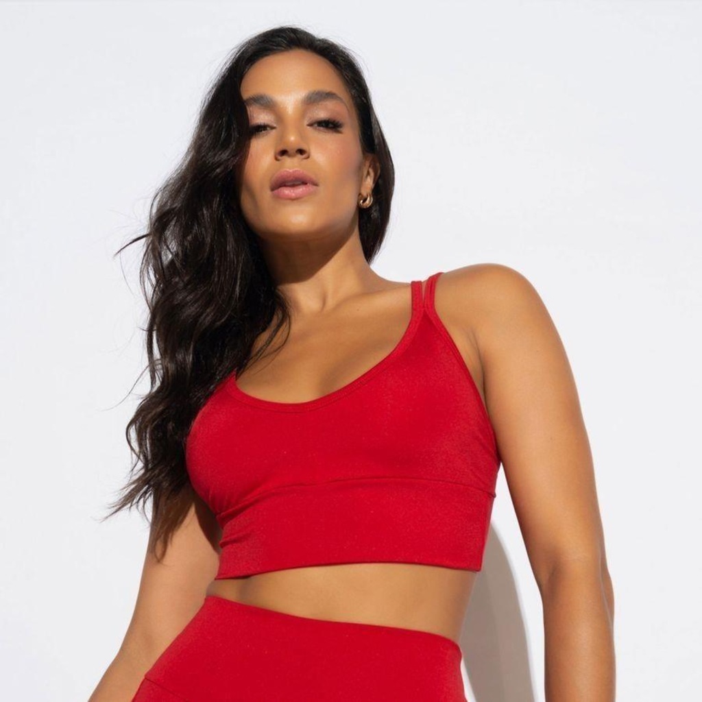 Top Fitness Honey Be com Alcinhas Duplas de Viés TP1479 - Adulto - Foto 1