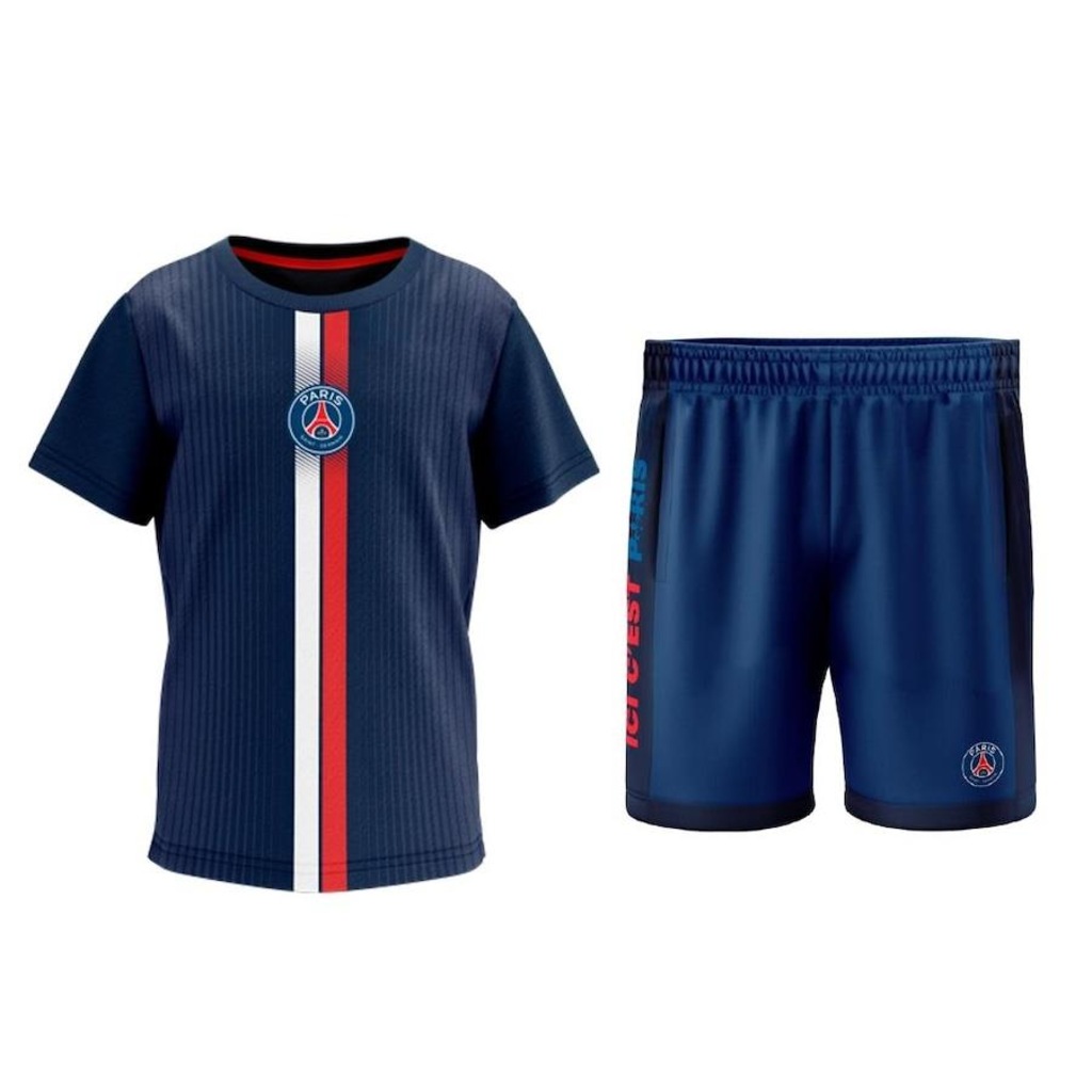 Conjunto PSG Torcedor Braziline - Camisa Clove + Short - Infantil - Foto 1