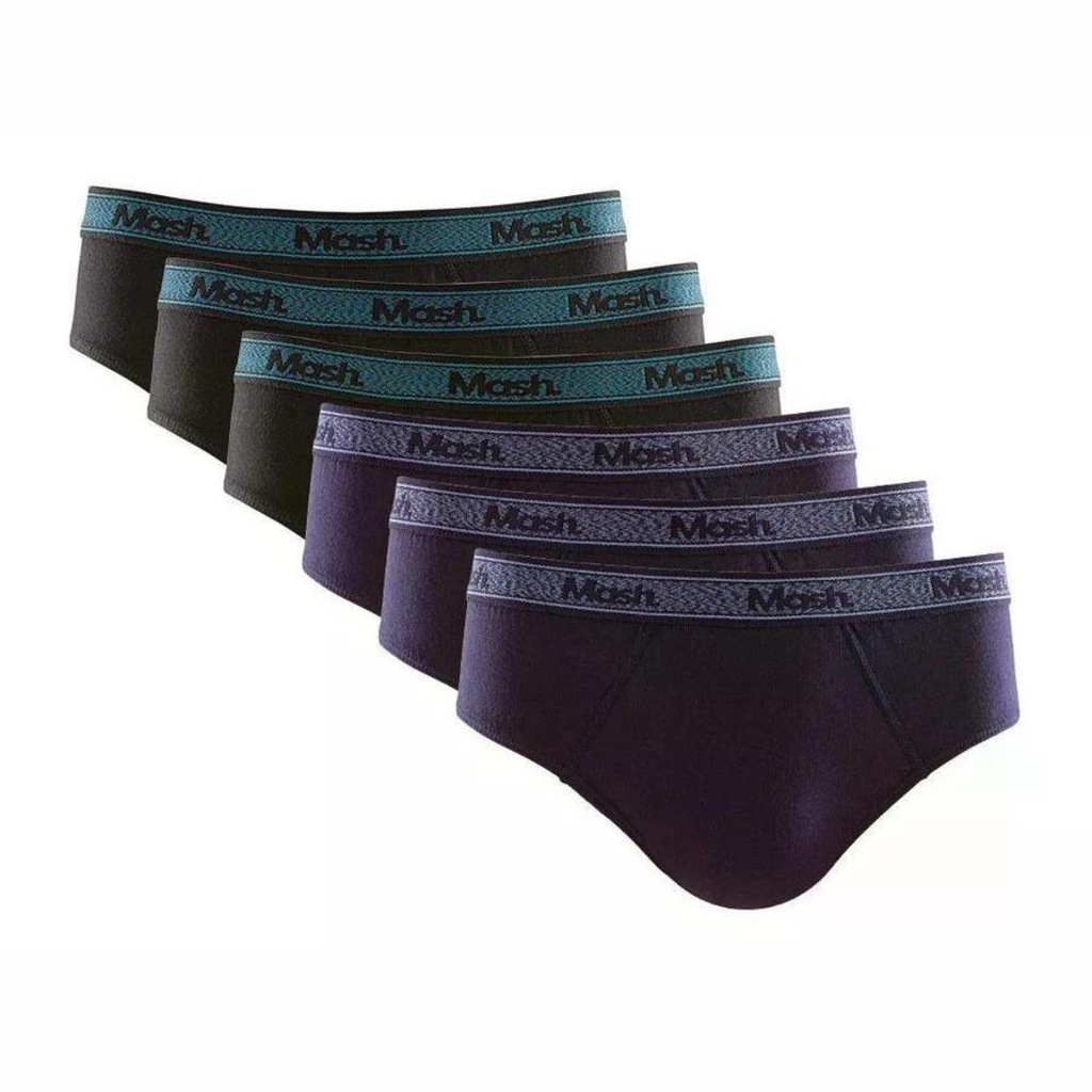 Kit 6 Cueca Mash Slip Algodão Elástico Binado Confortável - Foto 1