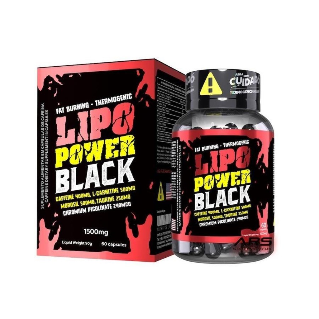 Termogênico Lipo Power Black Uninativa - 60 Cáps - Foto 1