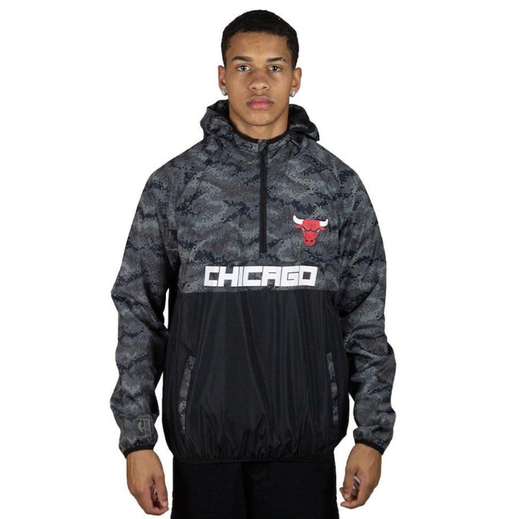 Jaqueta Corta Vento NBA Windbreaker Chicago Bulls Pixels - Masculina - Foto 1