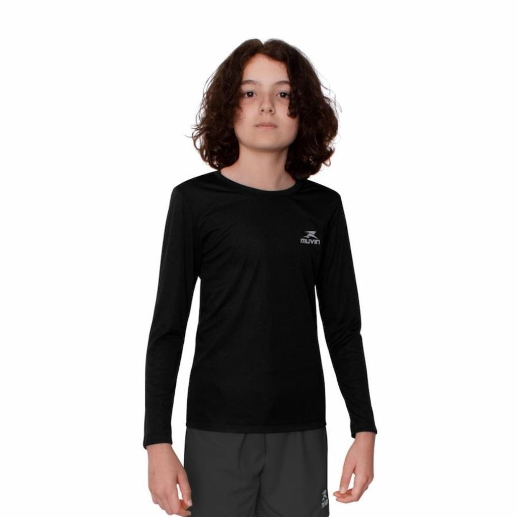 Camiseta Muvin Manga Longa Dry Basic LS FPS50 - Infantil - Foto 1