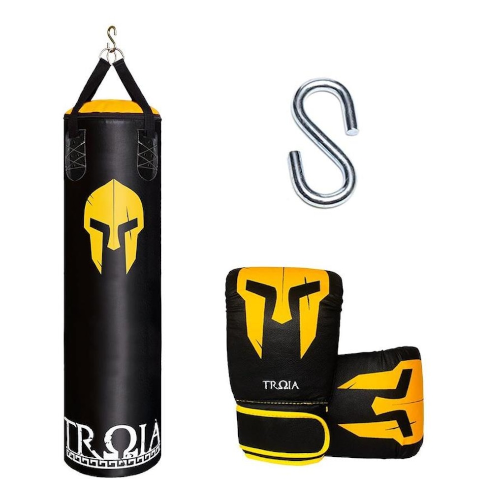 Kit de Boxe Troia com Saco de Pancada Boxe 160 + Luva de Treino Bate Saco Profissional - Foto 1