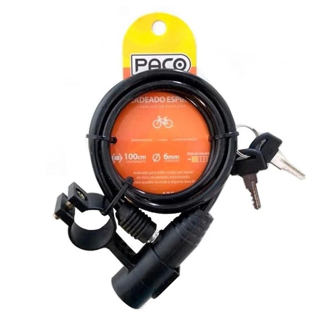Imagem 1 do produto Cadeado para Bicicleta Paco Espiral 1m x 6mm